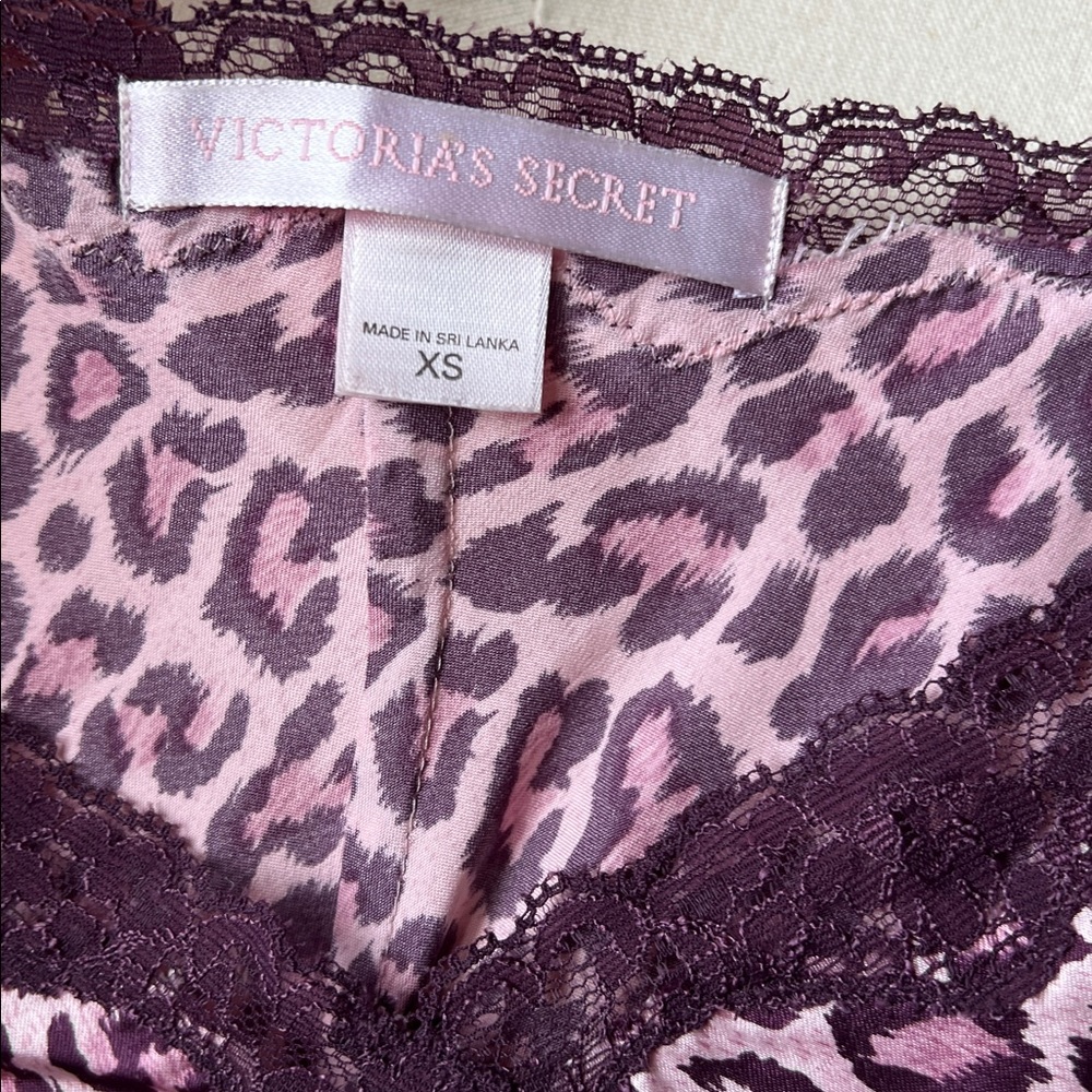 Victoria's Secret Pink Leopard Chemise with Purple Lace - Picture 3 of 5